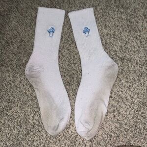 White Trippy Mushroom Socks - WORN